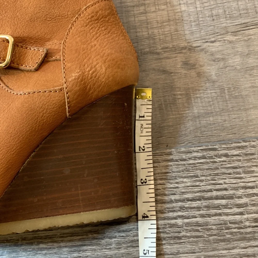 J. Crew brown leather wedge boots size 8
